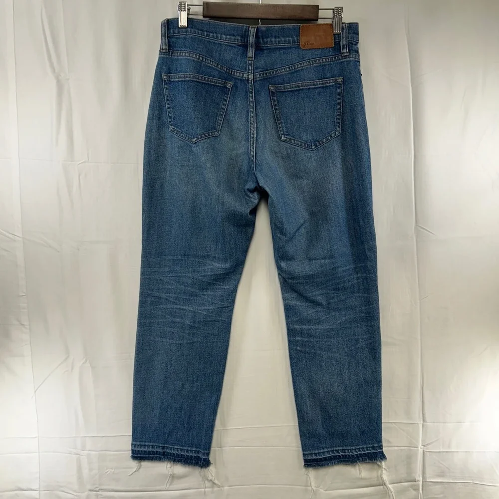 J.Crew Vintage Straight Jeans Womens 28‎ Blue Distressed Raw Hem F8024
